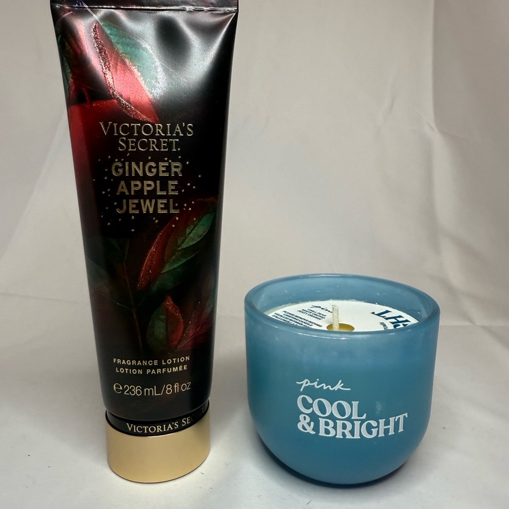 Ginger Apple Jewel Lotion and Cool & Bright Candle Victoria’s Secret Gift Set